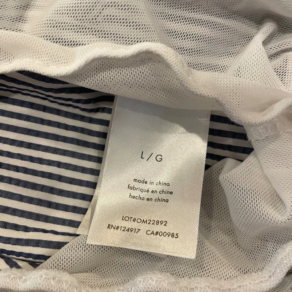 Onia Charles Seersucker Swim Trunks Mens Larged Blue White Striped Mesh Lined